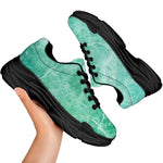 Teal Marble Print Black Chunky Shoes