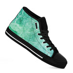 Teal Marble Print Black High Top Sneakers