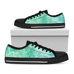Teal Marble Print Black Low Top Sneakers