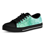 Teal Marble Print Black Low Top Sneakers