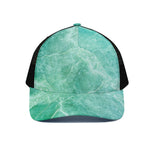 Teal Marble Print Black Mesh Trucker Cap