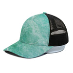 Teal Marble Print Black Mesh Trucker Cap
