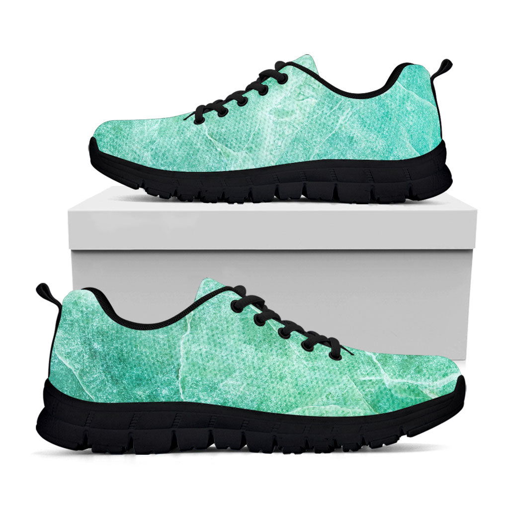 Teal Marble Print Black Running Shoes