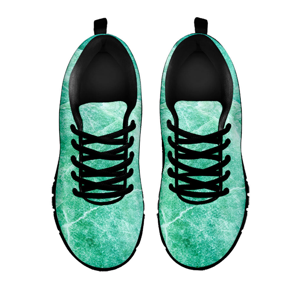 Teal Marble Print Black Running Shoes