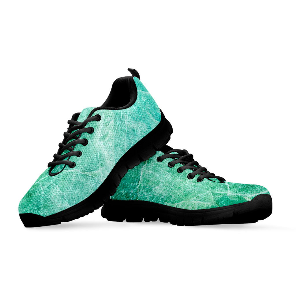 Teal Marble Print Black Running Shoes