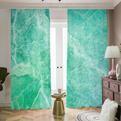 Teal Marble Print Blackout Pencil Pleat Curtains