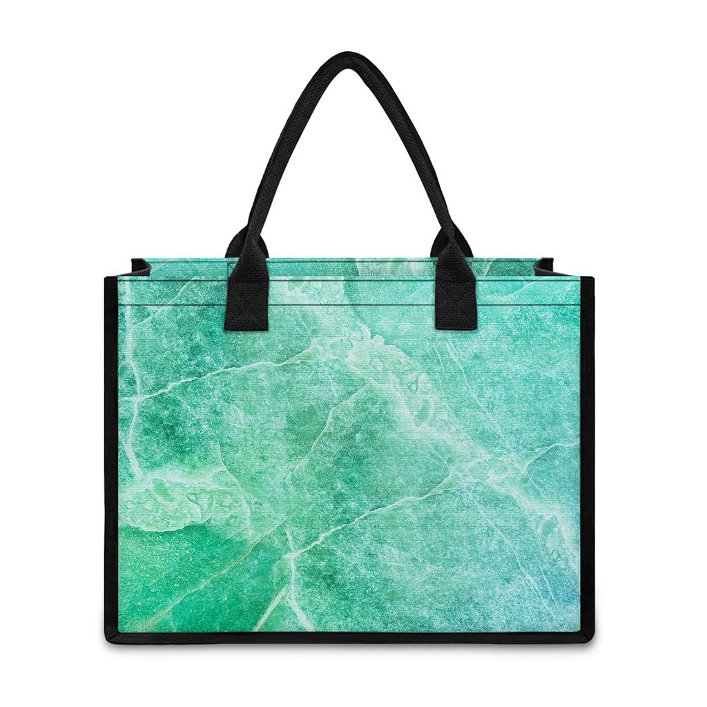 Teal Marble Print Canvas Tote Bag
