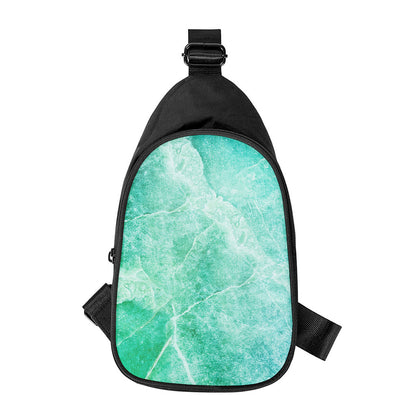 Teal Marble Print Chest Bag
