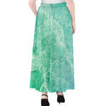 Teal Marble Print Chiffon Maxi Skirt