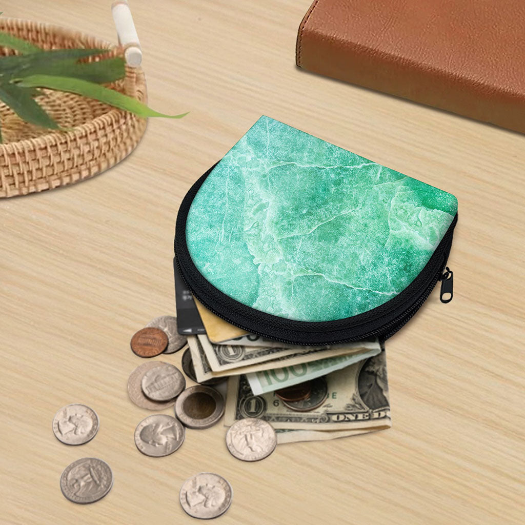 Teal Marble Print Coin Purse
