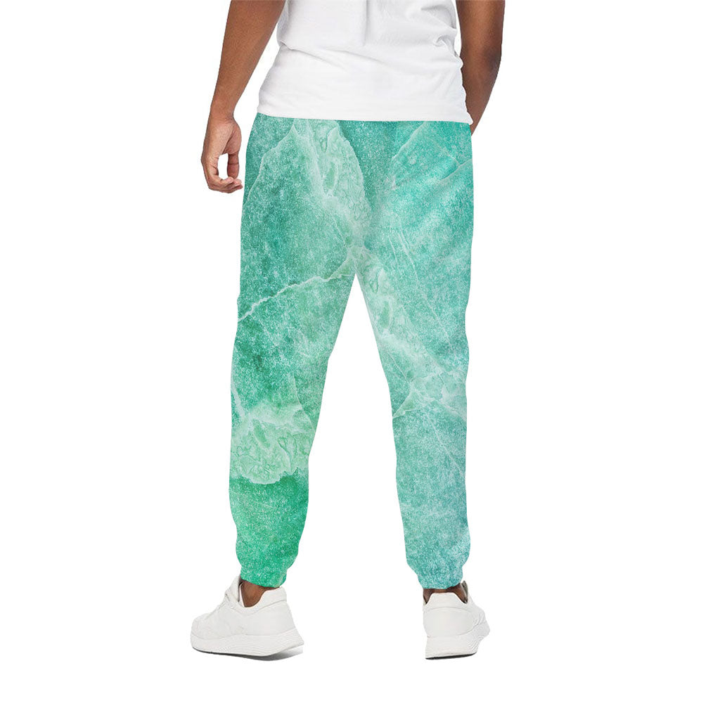 Teal Marble Print Cotton Pants