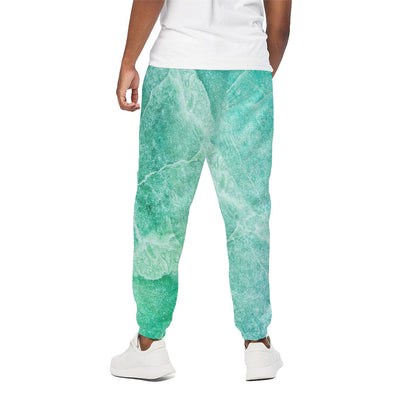 Teal Marble Print Cotton Pants