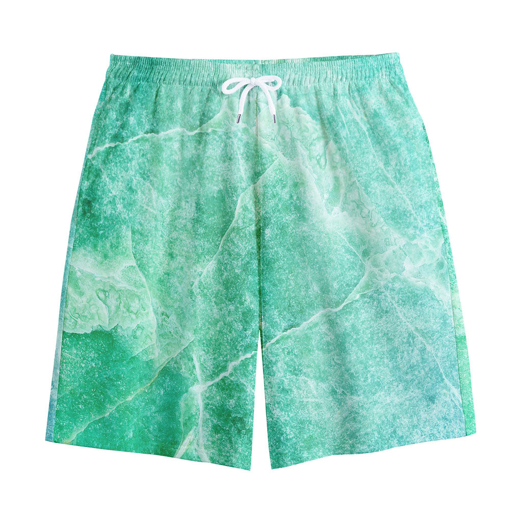 Teal Marble Print Cotton Shorts