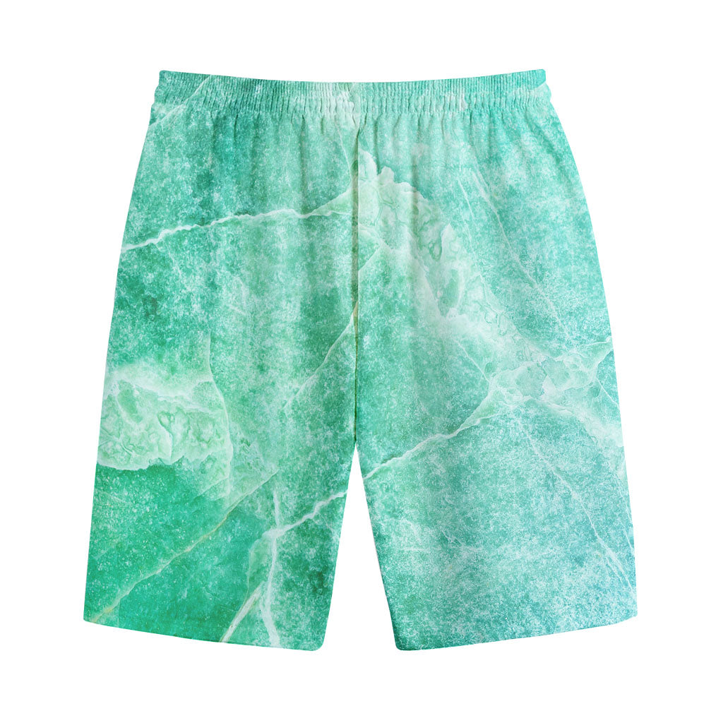 Teal Marble Print Cotton Shorts