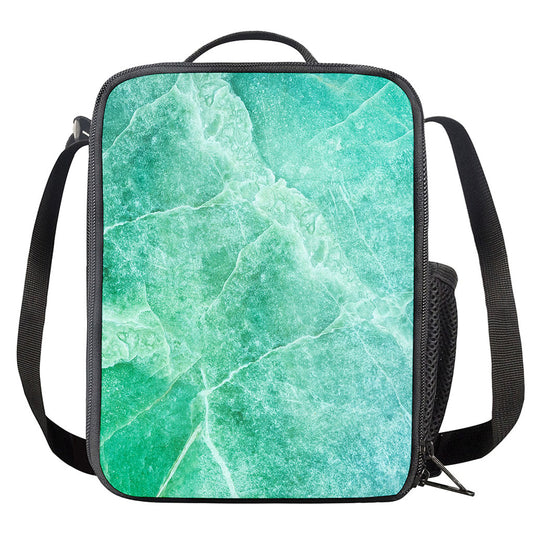 Teal Marble Print Crossbody Lunch Bag