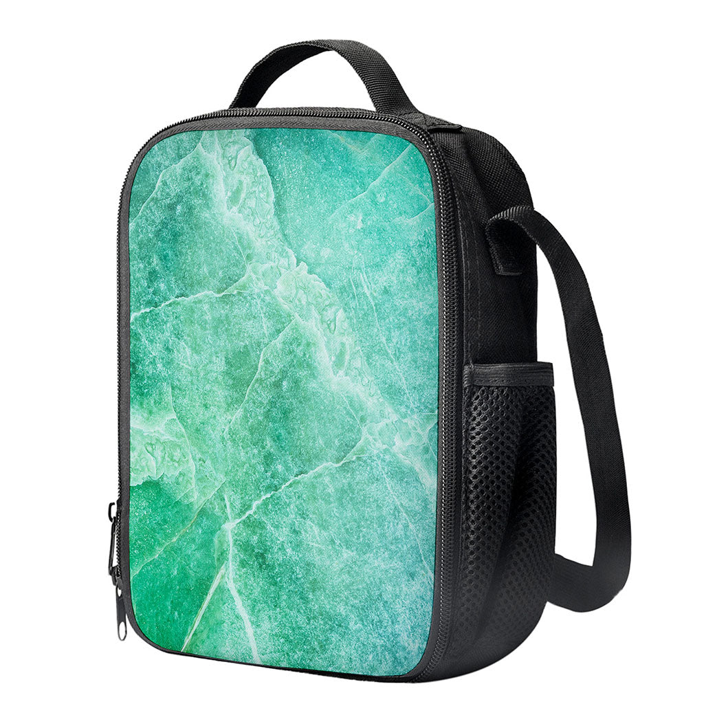 Teal Marble Print Crossbody Lunch Bag