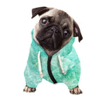 Teal Marble Print Dog Zip Up Hoodie