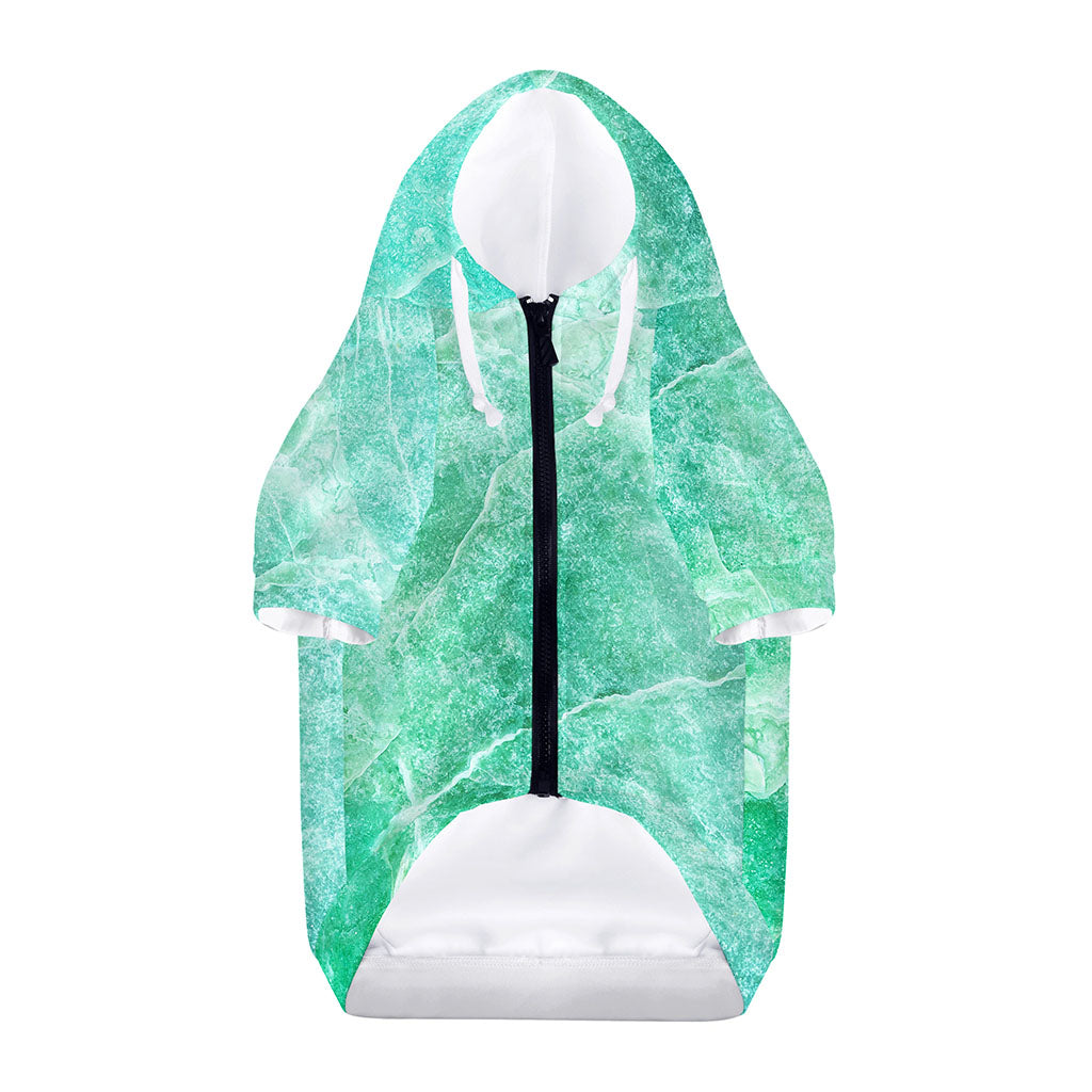 Teal Marble Print Dog Zip Up Hoodie