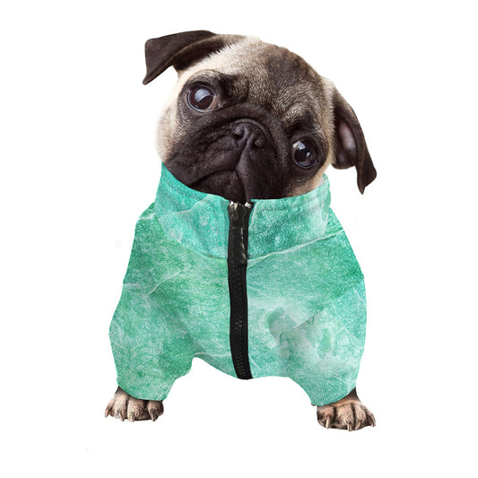 Teal Marble Print Dog Zip Up Jacket