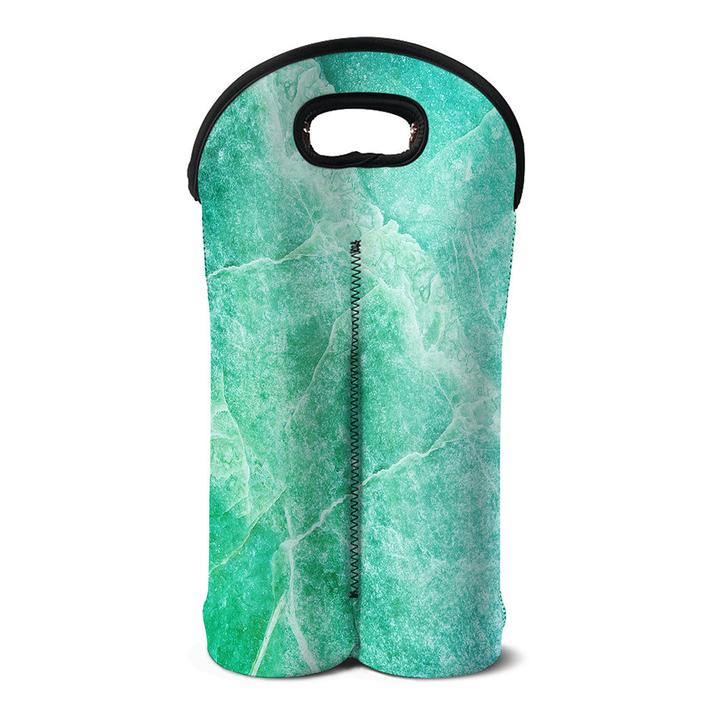 Teal Marble Print Double Neoprene Wine Tote