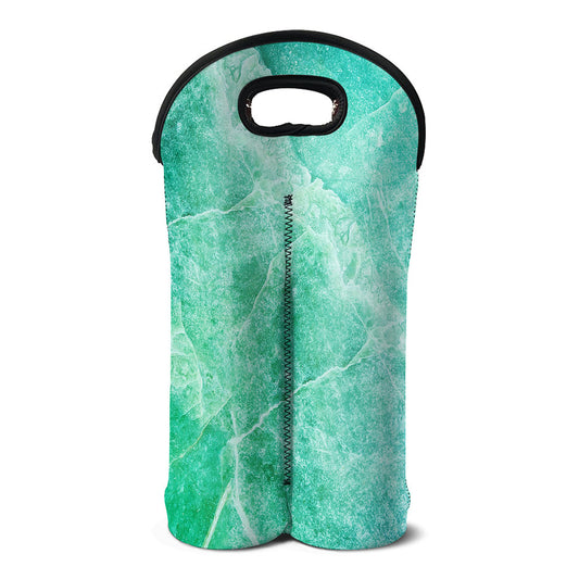 Teal Marble Print Double Neoprene Wine Tote