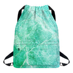 Teal Marble Print Drawstring Backpack