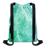Teal Marble Print Drawstring Backpack