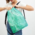 Teal Marble Print Drawstring Backpack