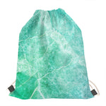 Teal Marble Print Drawstring Bag