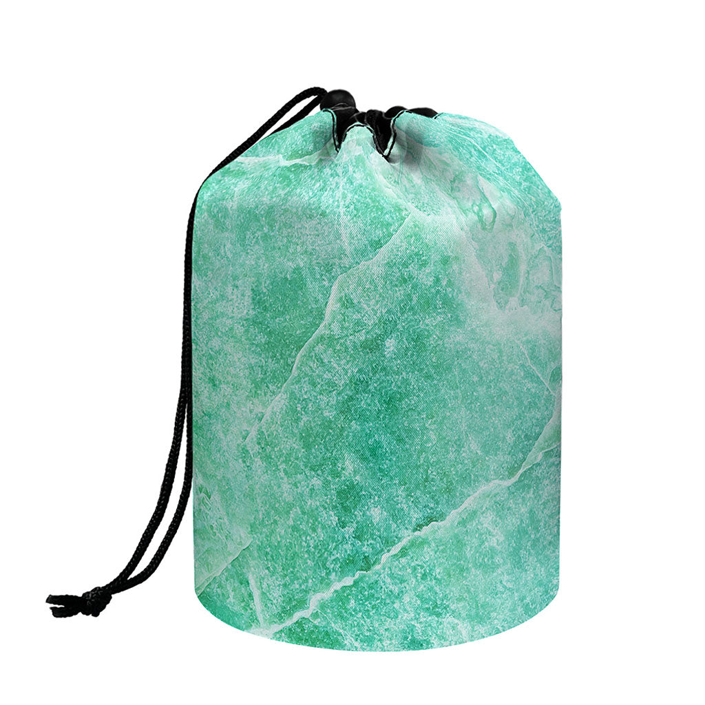 Teal Marble Print Drawstring Makeup Bag