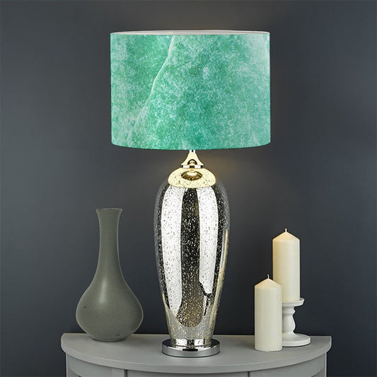 Teal Marble Print Drum Lamp Shade