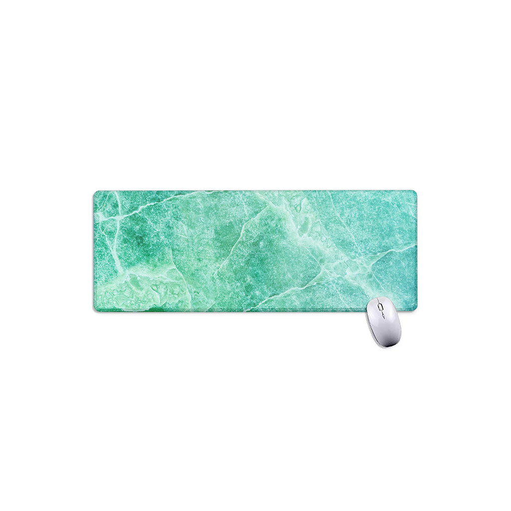 Teal Marble Print Extended Mouse Pad