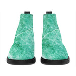 Teal Marble Print Flat Ankle Boots