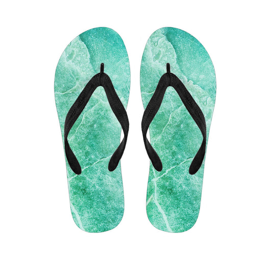 Teal Marble Print Flip Flops