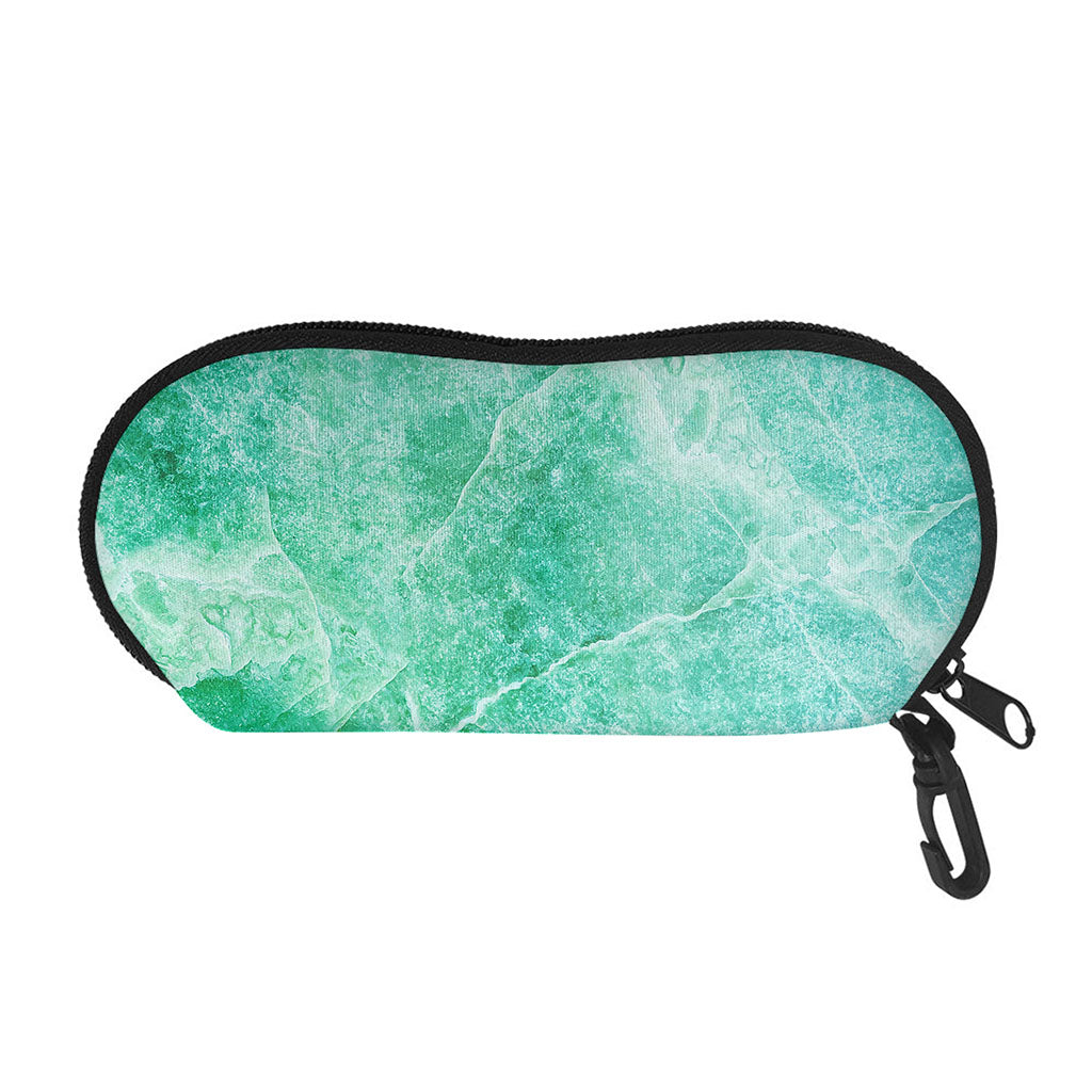 Teal Marble Print Glasses Case