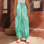 Teal Marble Print Harem Pants