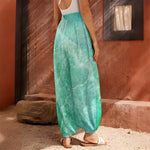 Teal Marble Print Harem Pants