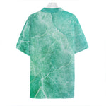 Teal Marble Print Hawaiian Shirt