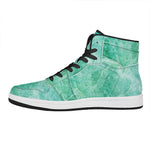 Teal Marble Print High Top Leather Sneakers
