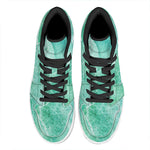 Teal Marble Print High Top Leather Sneakers