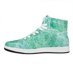 Teal Marble Print High Top Leather Sneakers