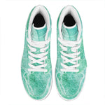 Teal Marble Print High Top Leather Sneakers