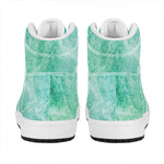 Teal Marble Print High Top Leather Sneakers