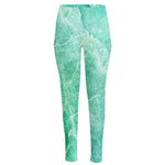 Teal Marble Print High-Waisted Pocket Leggings