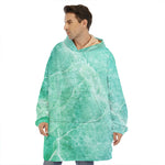 Teal Marble Print Hoodie Blanket