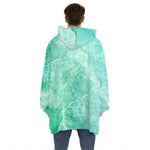 Teal Marble Print Hoodie Blanket