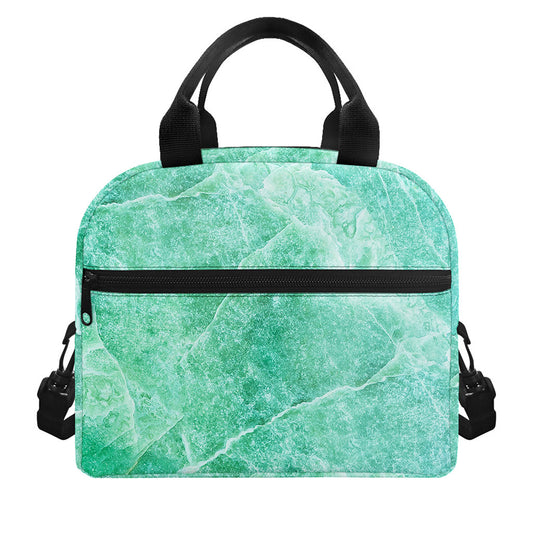 Teal Marble Print Insulated Lunch Bag
