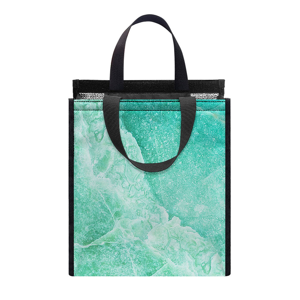Teal Marble Print Insulated Lunch Tote