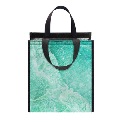 Teal Marble Print Insulated Lunch Tote