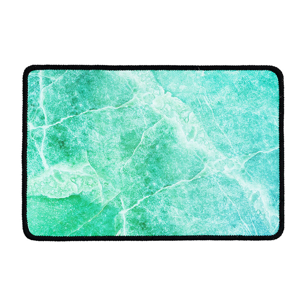 Teal Marble Print Kitchen Mat
